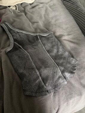 Basic Ribbed Tank Top in Charcoal Gray